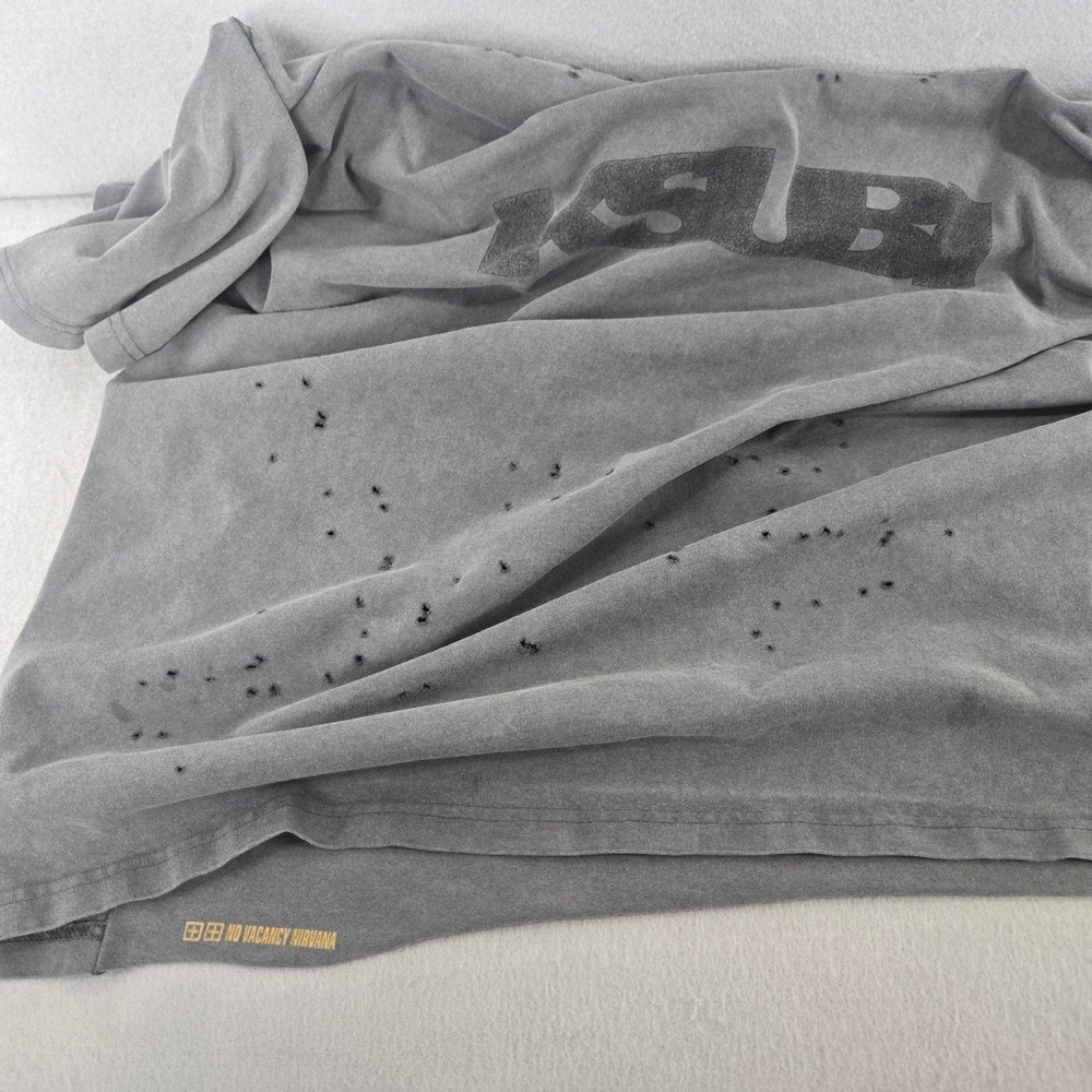 Ksubi T-Shirt Distressed Logo Tee Charcoal Grey Deconstructed Cotton XL - Picture 11 of 15